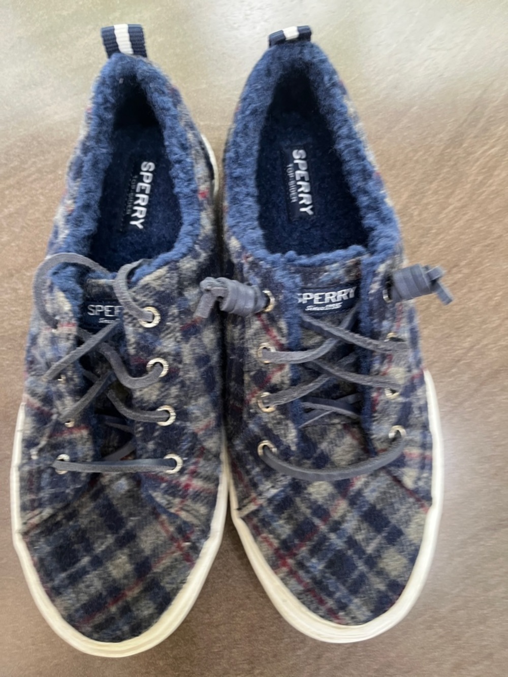 Sperry Navy Plaid Fleece-Lined Lace-Up Sneakers